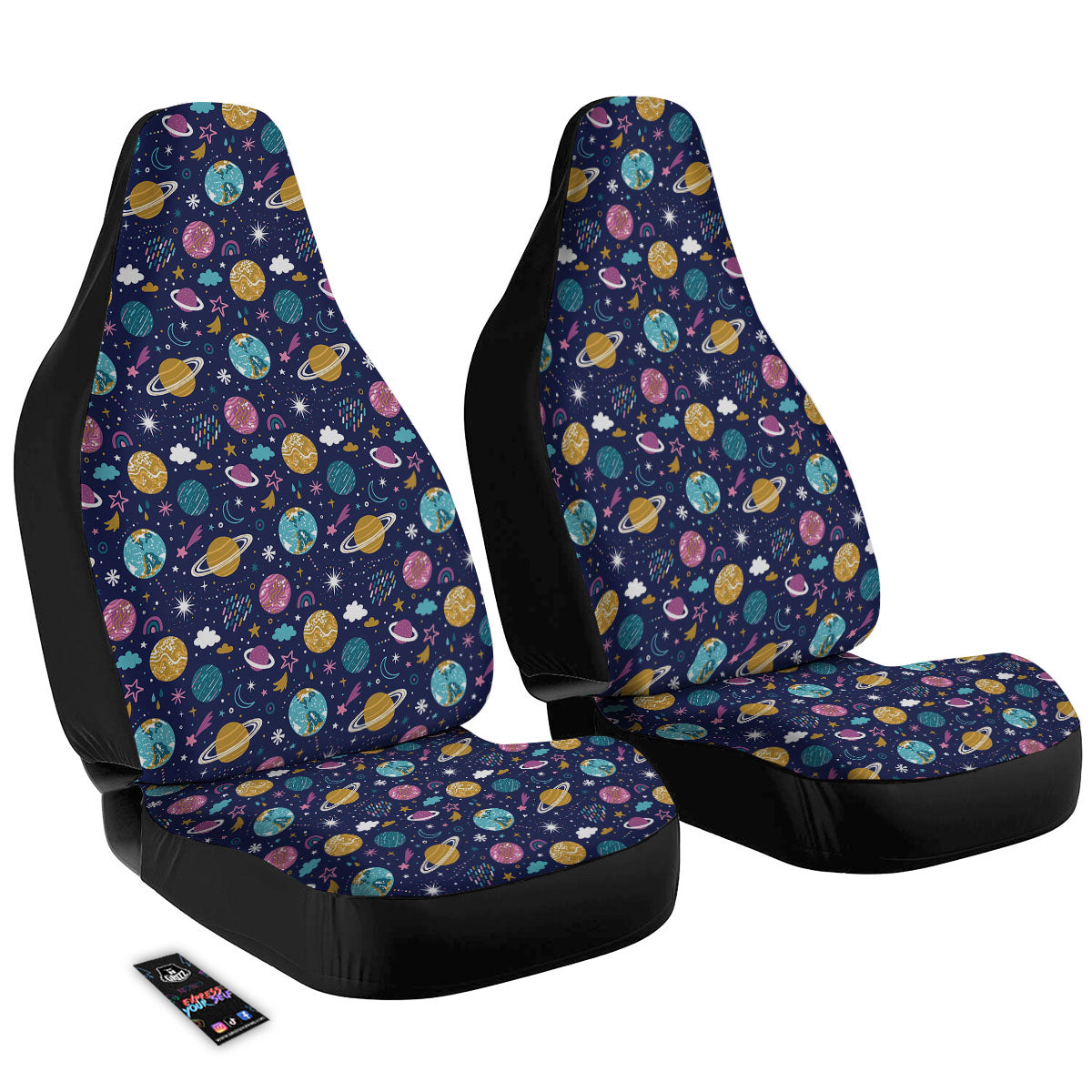 Planets Doodle Print Pattern Car Seat Covers-grizzshop