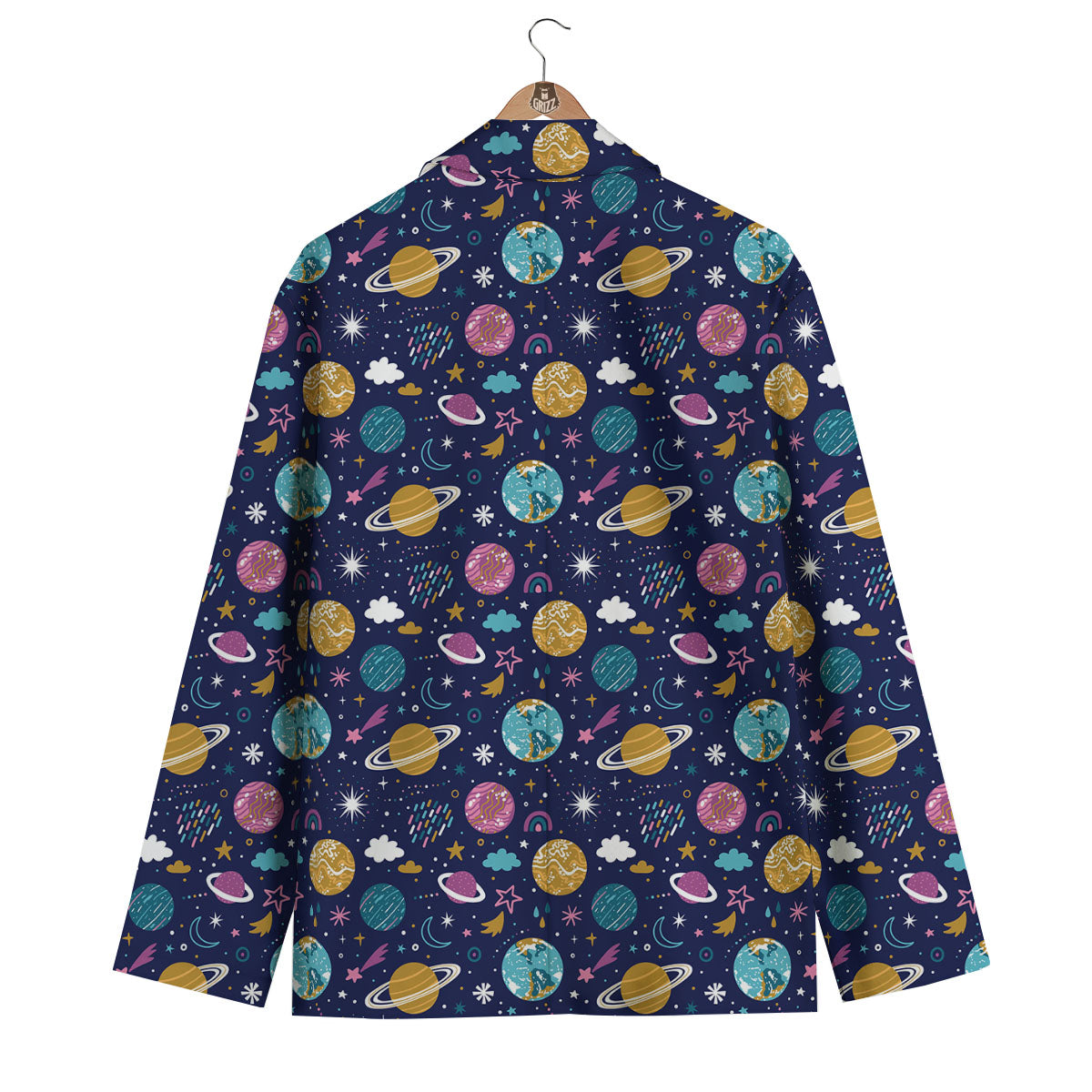 Planets Doodle Print Pattern Men's Blazer-grizzshop