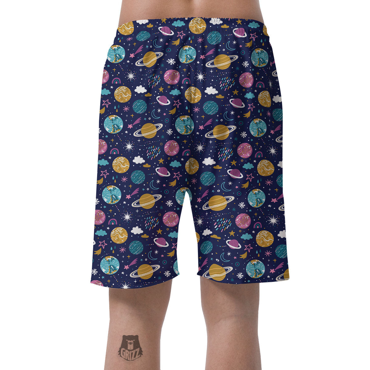 Planets Doodle Print Pattern Men's Shorts-grizzshop
