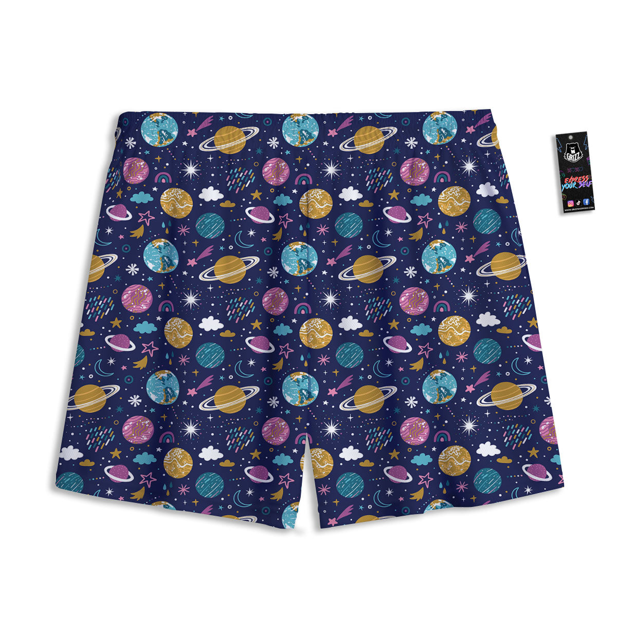 Planets Doodle Print Pattern Mesh Shorts-grizzshop