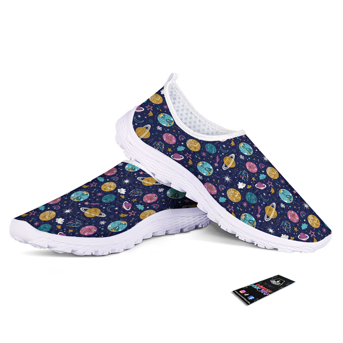 Planets Doodle Print Pattern Nurse Shoes-grizzshop