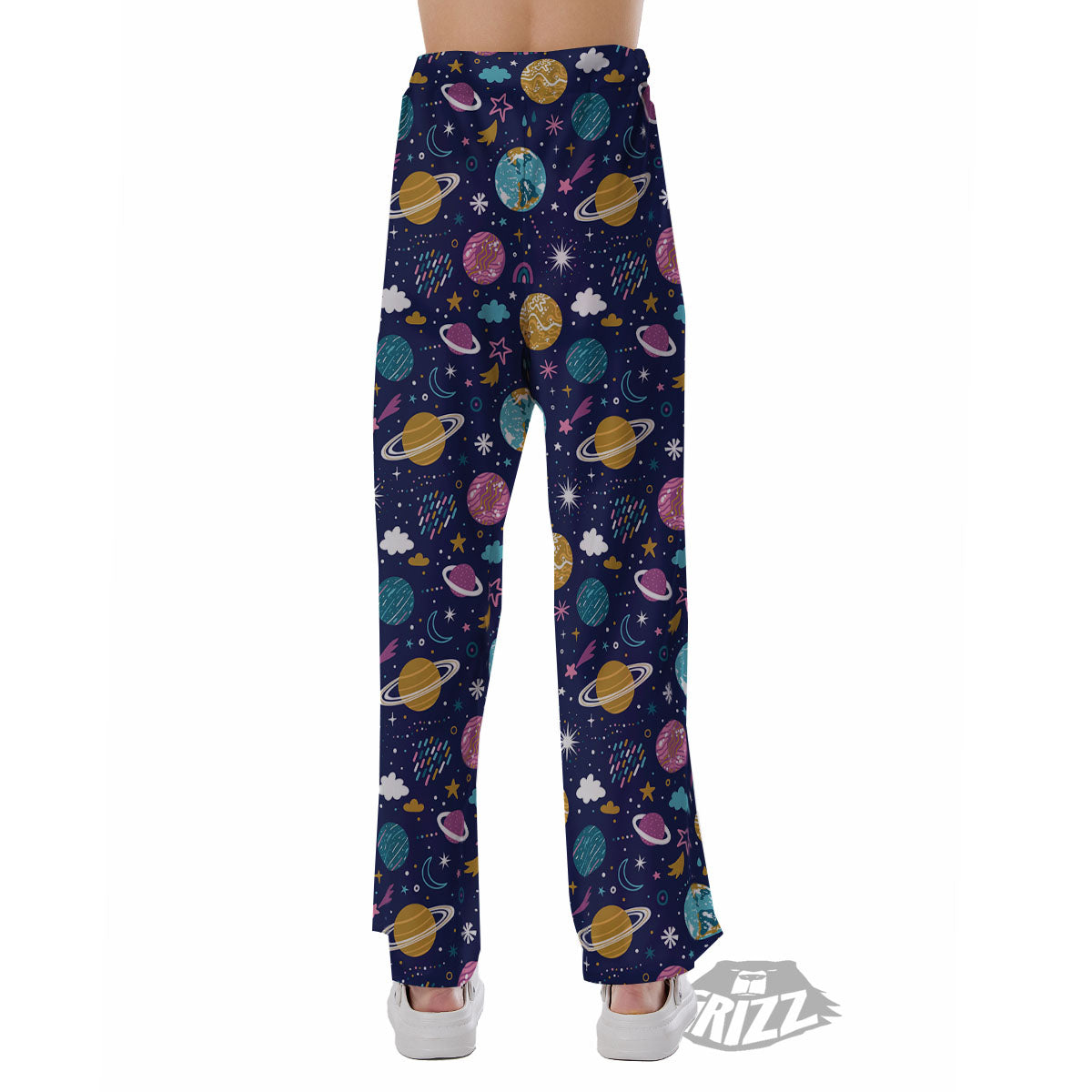 Planets Doodle Print Pattern Pajama Pants-grizzshop