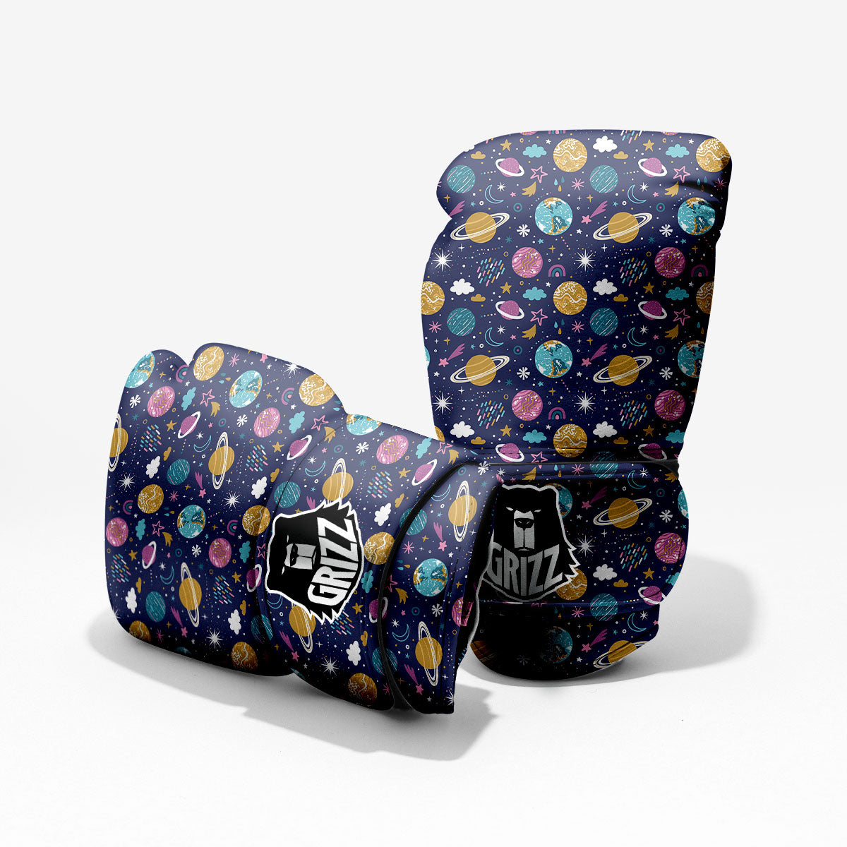 Planets Doodle Print Pattern Sparring Gloves-grizzshop
