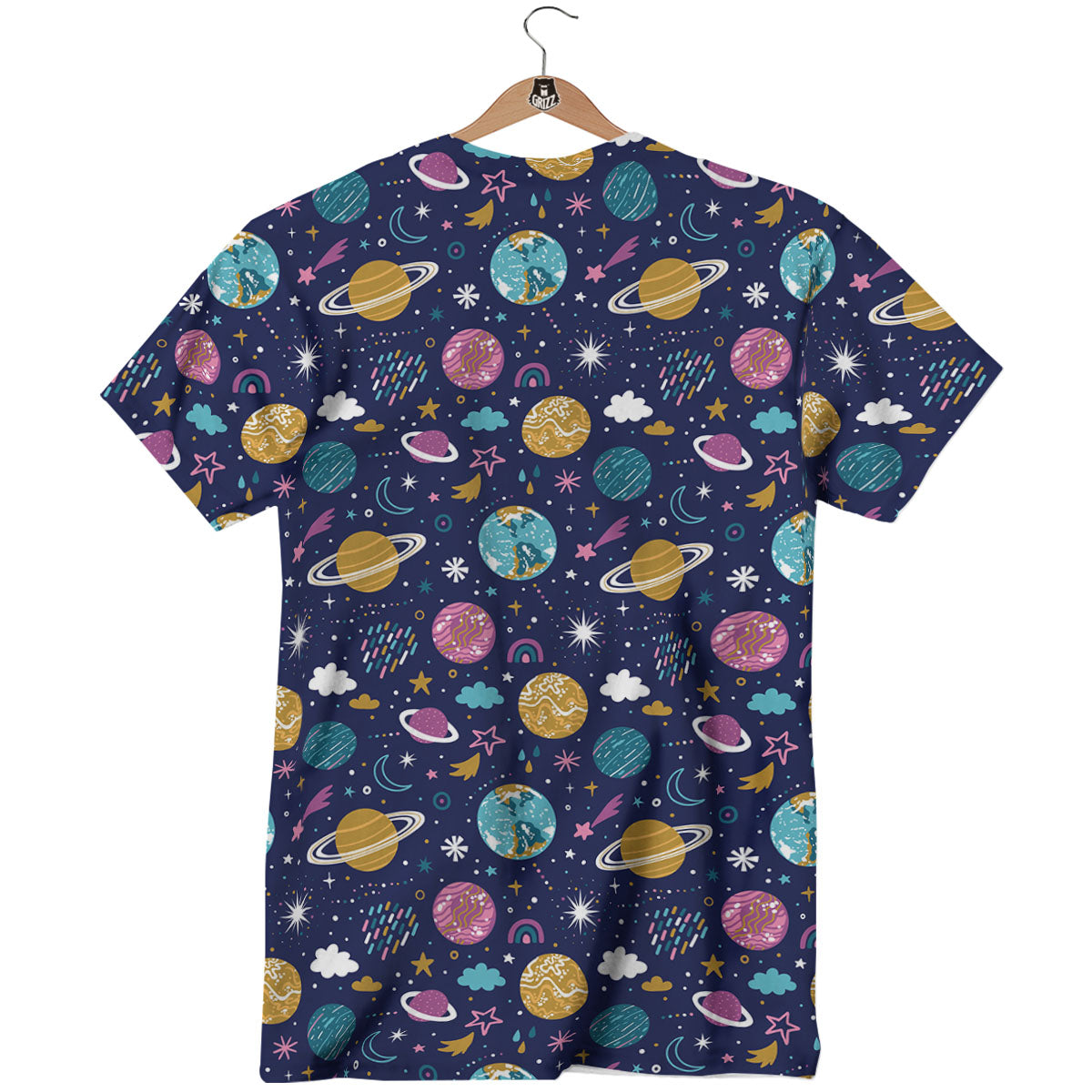 Planets Doodle Print Pattern T-Shirt-grizzshop