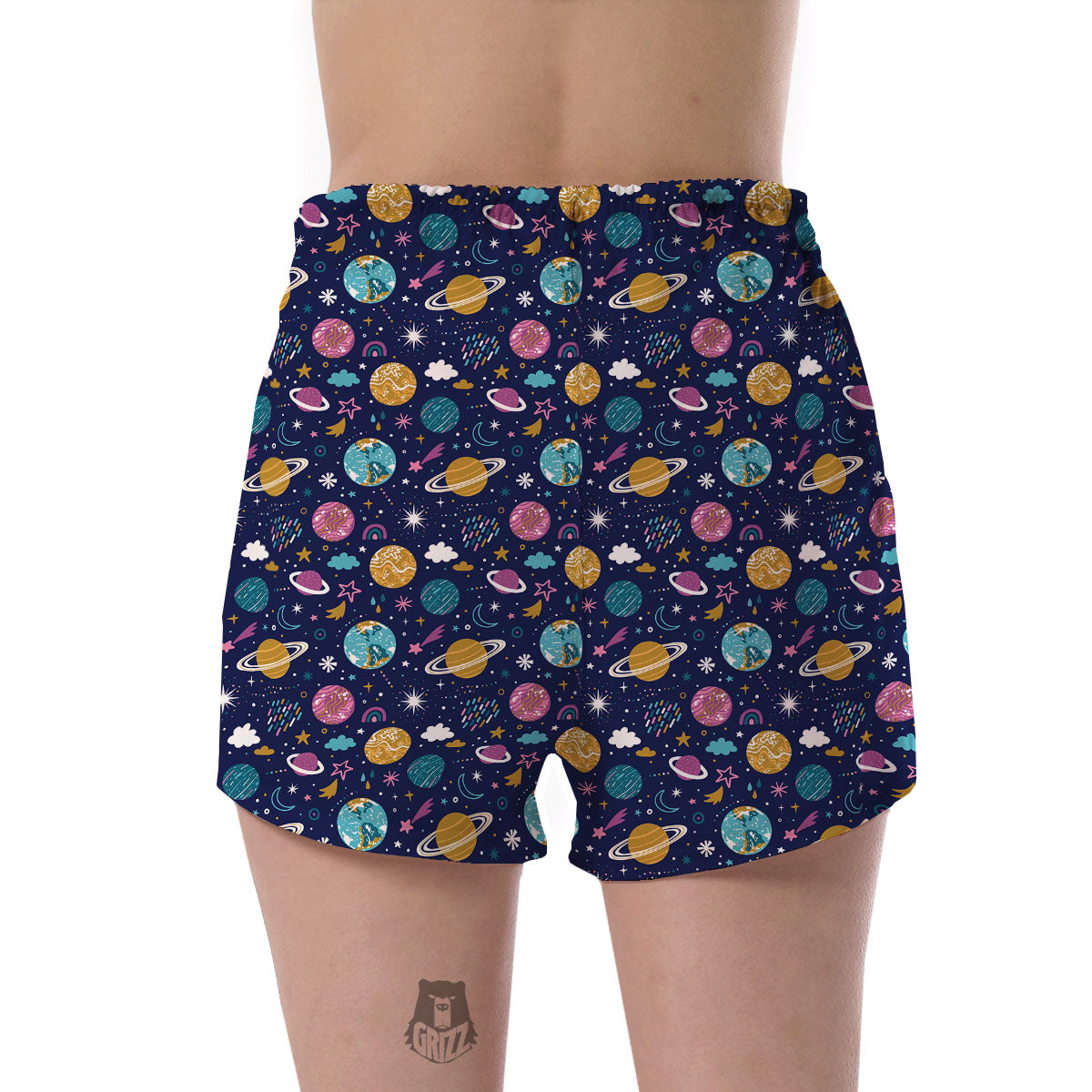Planets Doodle Print Pattern Women's Shorts-grizzshop