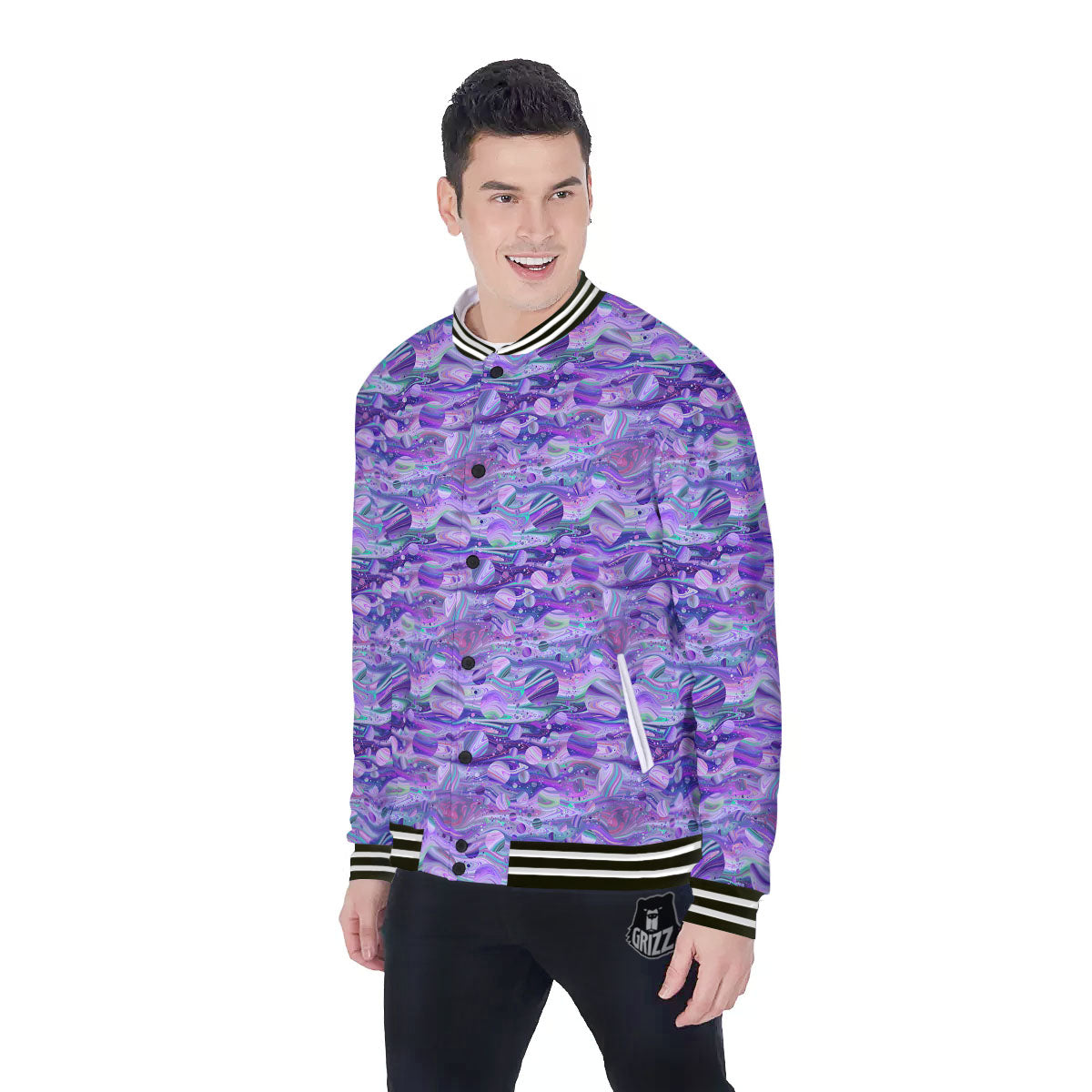 Planets Fantasy Print Pattern Baseball Jacket-grizzshop