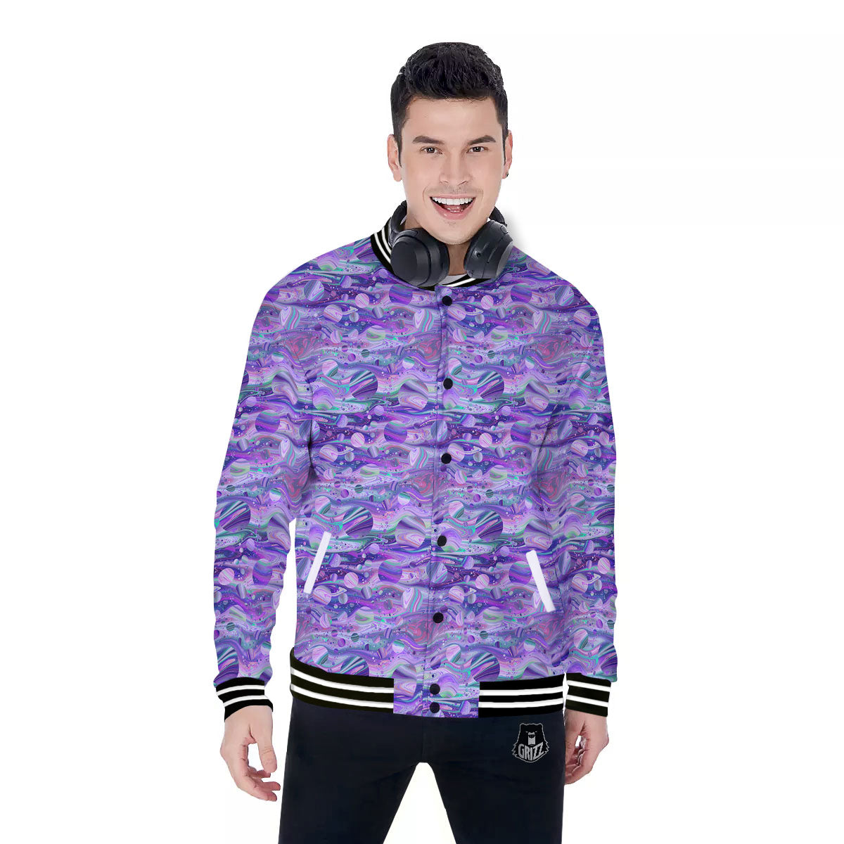 Planets Fantasy Print Pattern Baseball Jacket-grizzshop