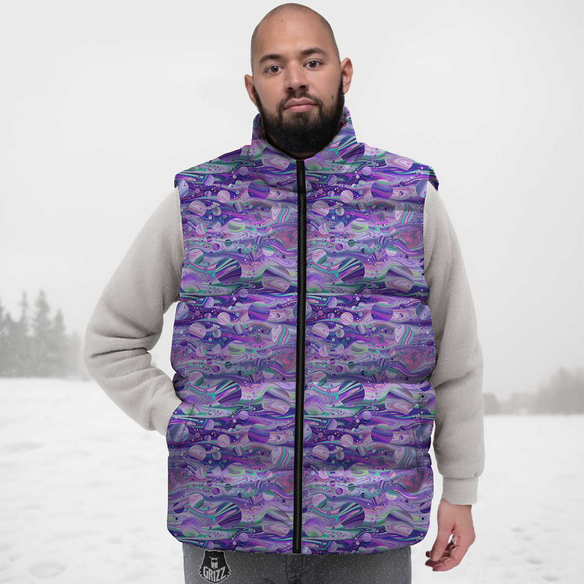 Planets Fantasy Print Pattern Down Vest-grizzshop