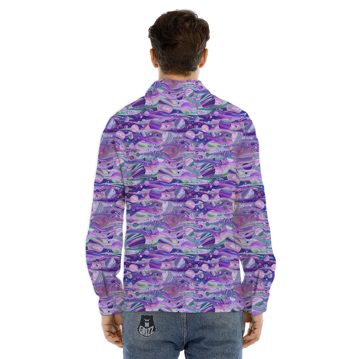 Planets Fantasy Print Pattern Men's Dress Shirts-grizzshop