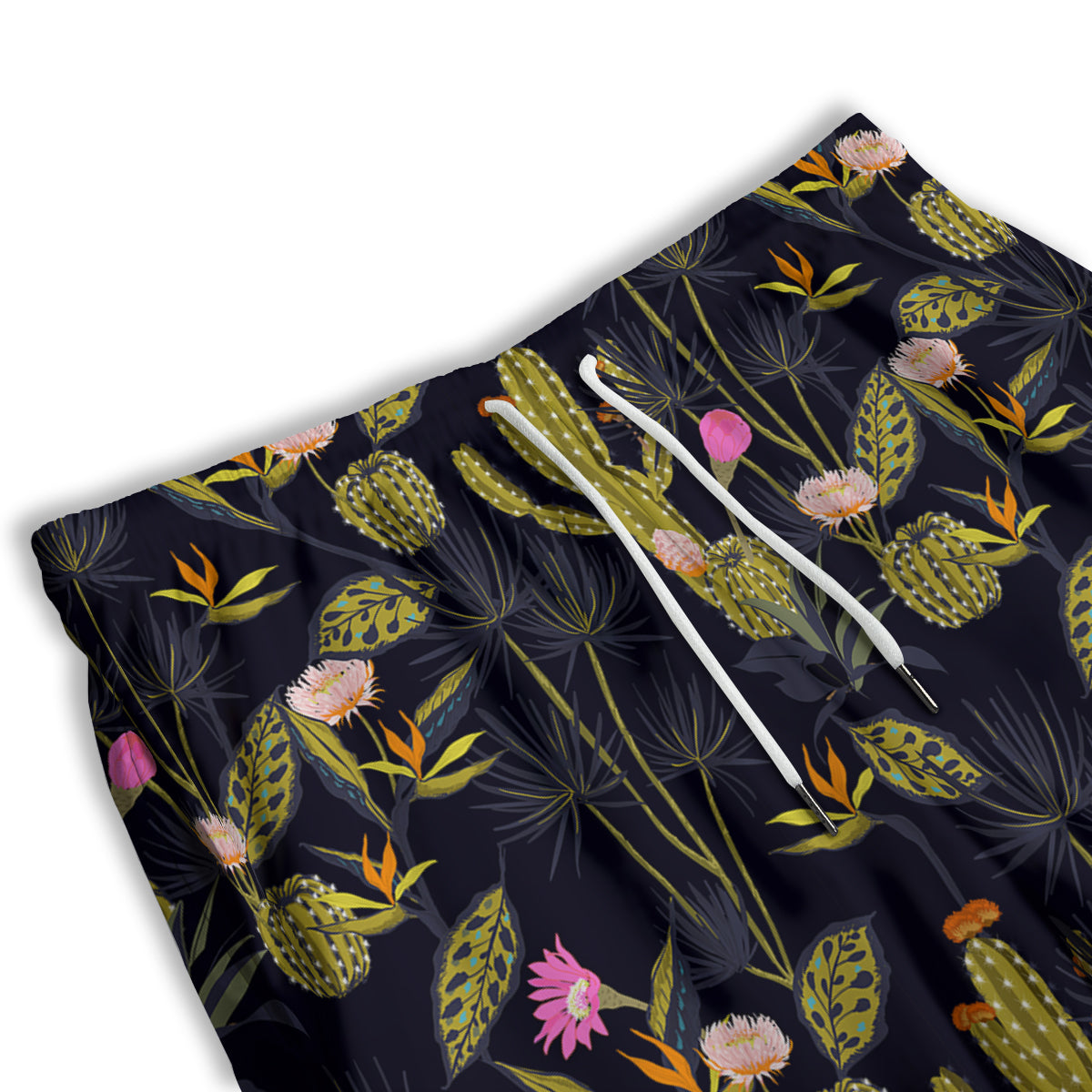 Plant Black Cactus Print Pattern Men's Athletic Shorts