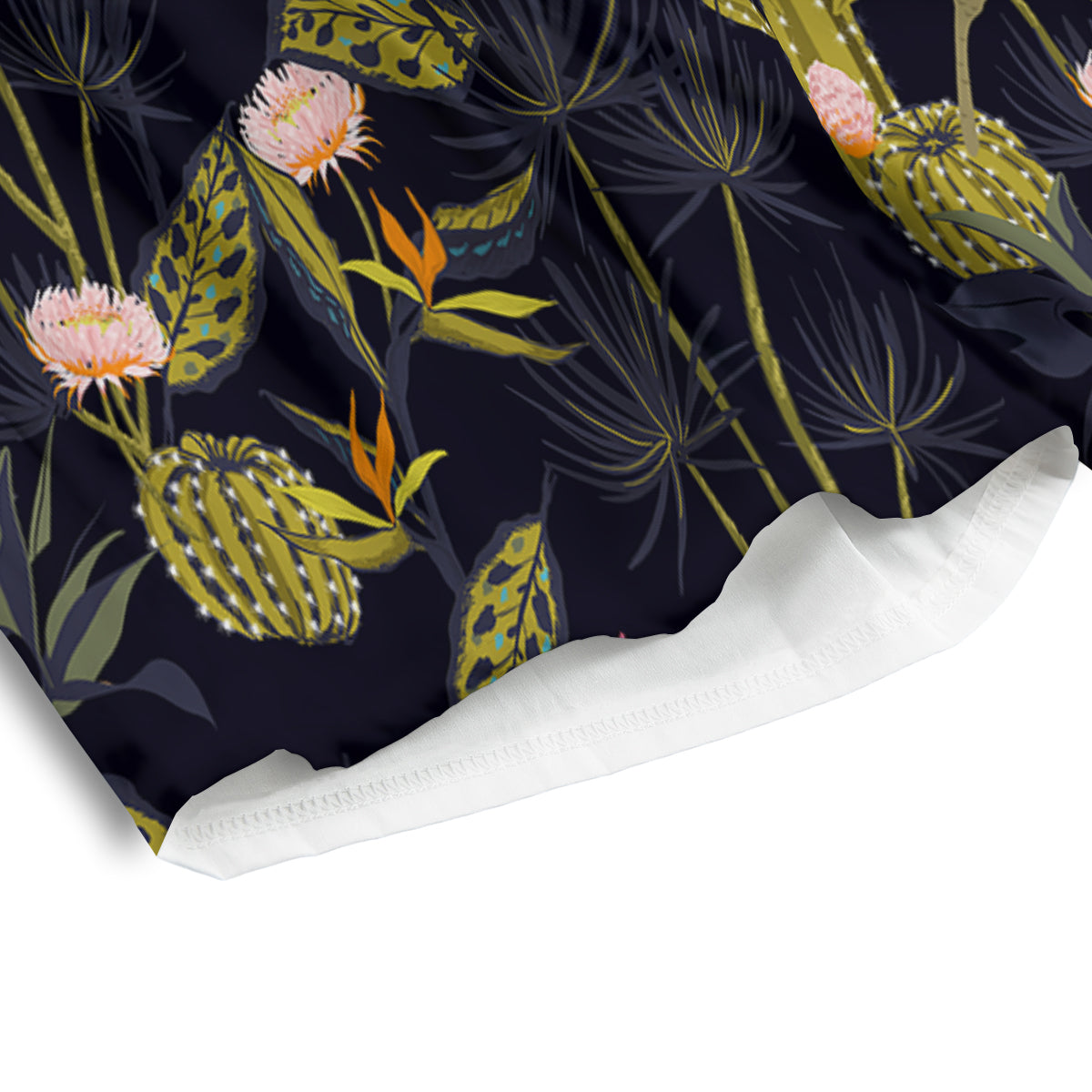 Plant Black Cactus Print Pattern Men's Athletic Shorts