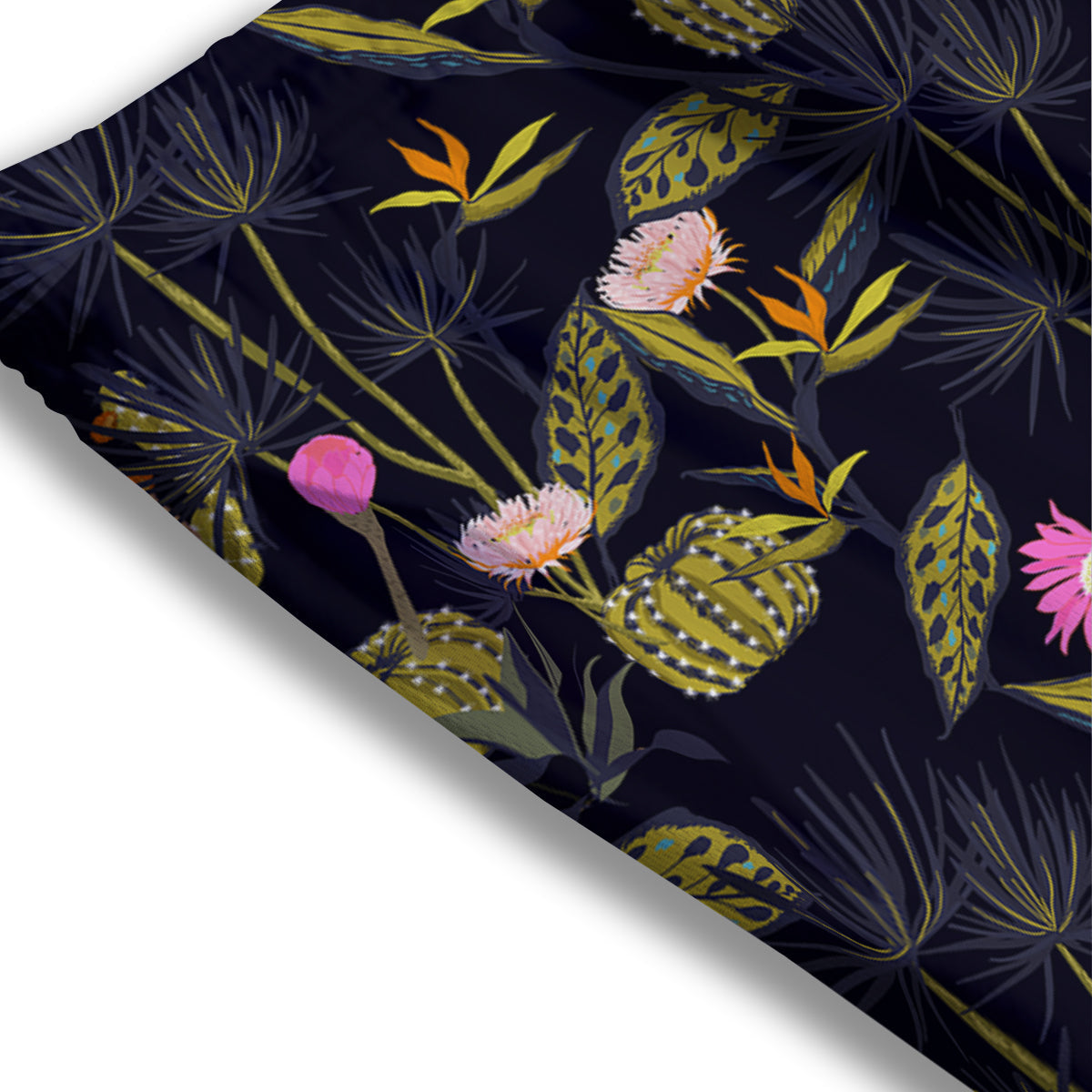 Plant Black Cactus Print Pattern Mesh Shorts