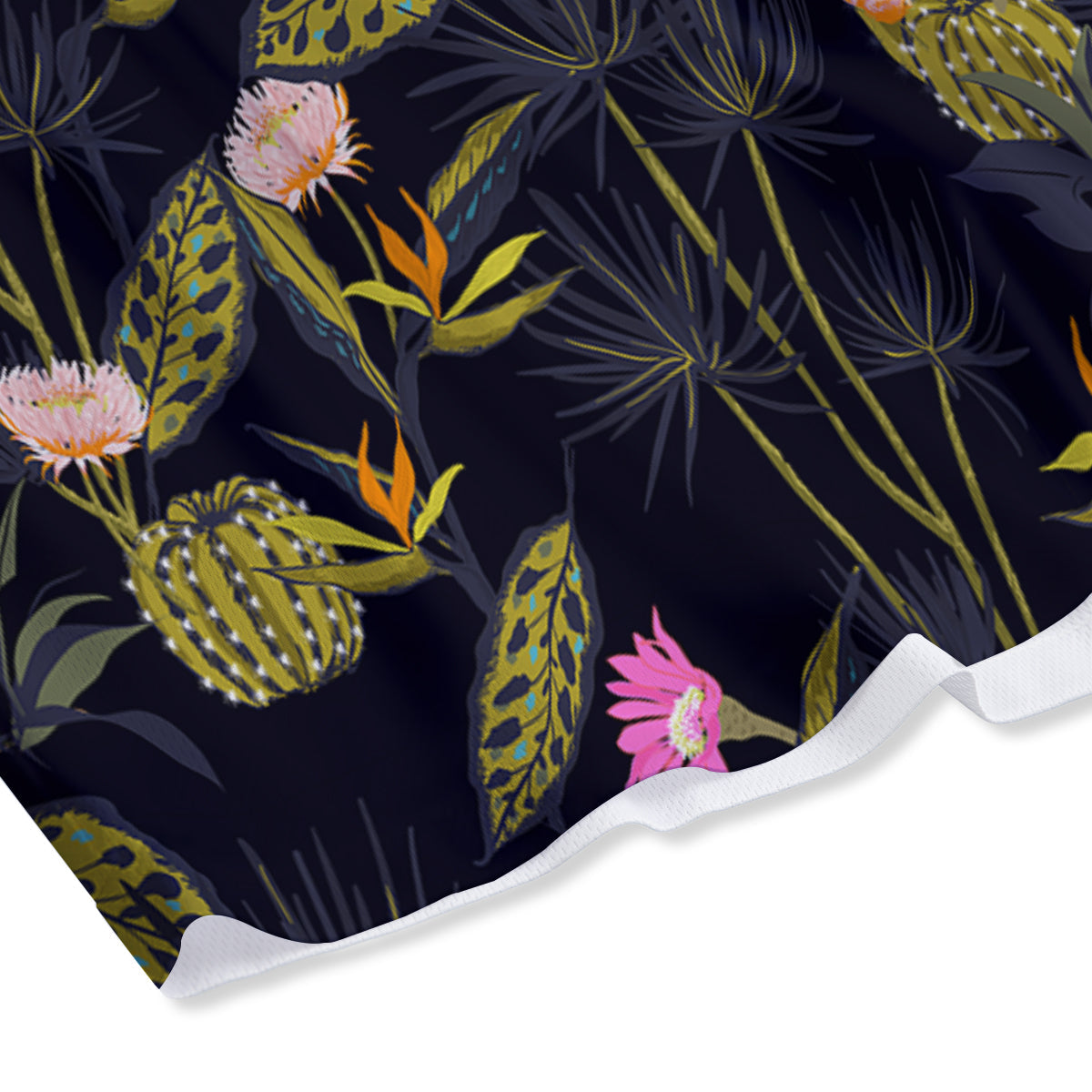 Plant Black Cactus Print Pattern Mesh Shorts