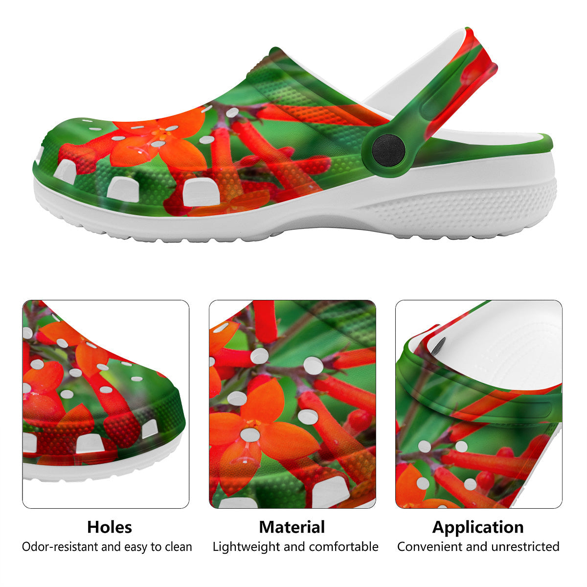 Plant Bouvardia Print Clog-grizzshop