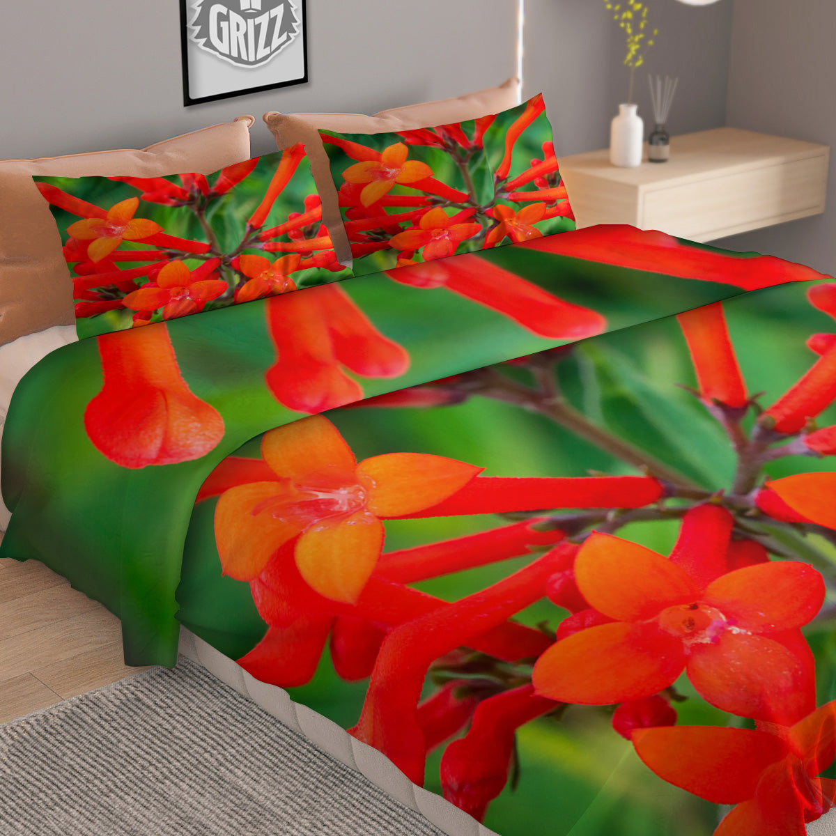 Paw Knitted White And Grey Print Pattern Duvet Cover Bedding Set