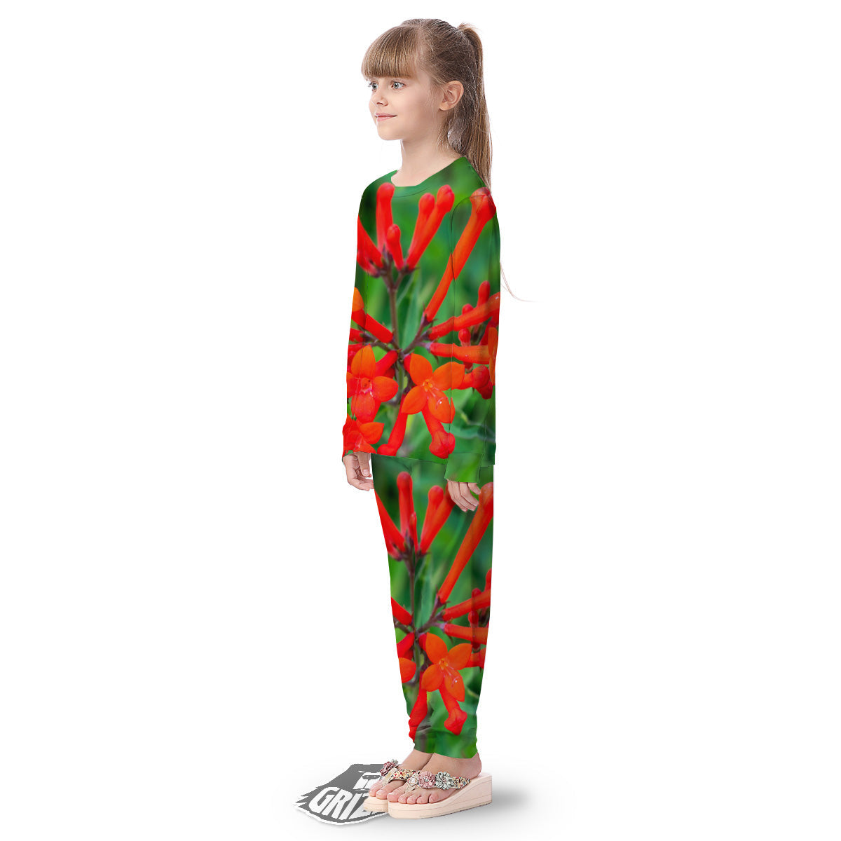 Plant Bouvardia Print Kid's Pajamas-grizzshop