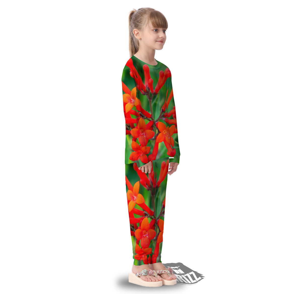Plant Bouvardia Print Kid's Pajamas-grizzshop