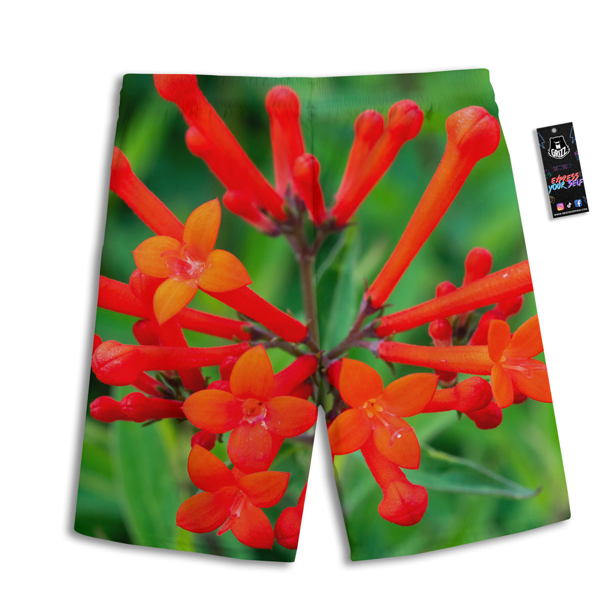 Plant Bouvardia Print Men's Athletic Shorts