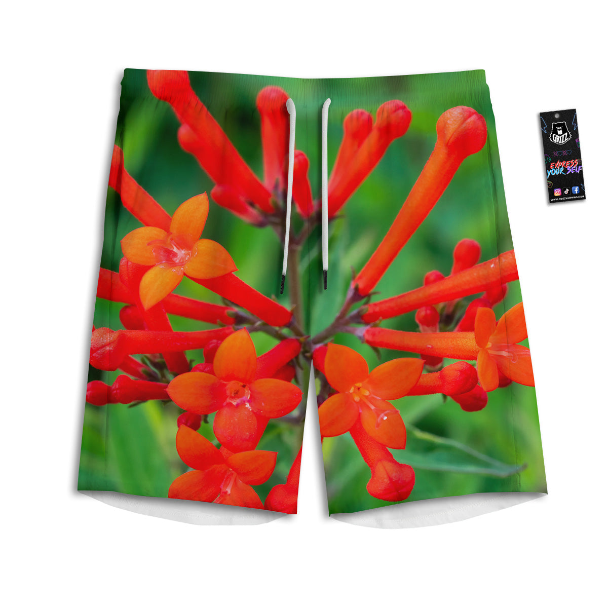 Plant Bouvardia Print Men's Athletic Shorts