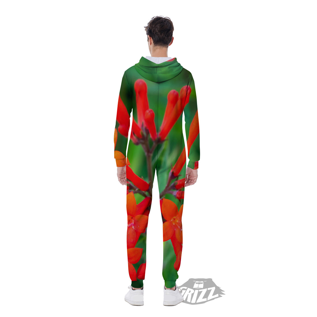 Plant Bouvardia Print Men's Jumpsuit-grizzshop