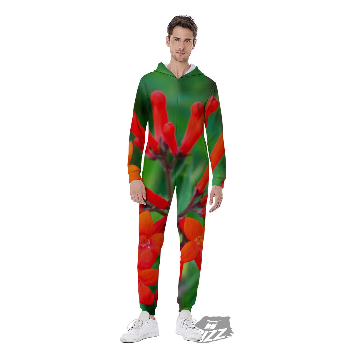 Plant Bouvardia Print Men's Jumpsuit-grizzshop