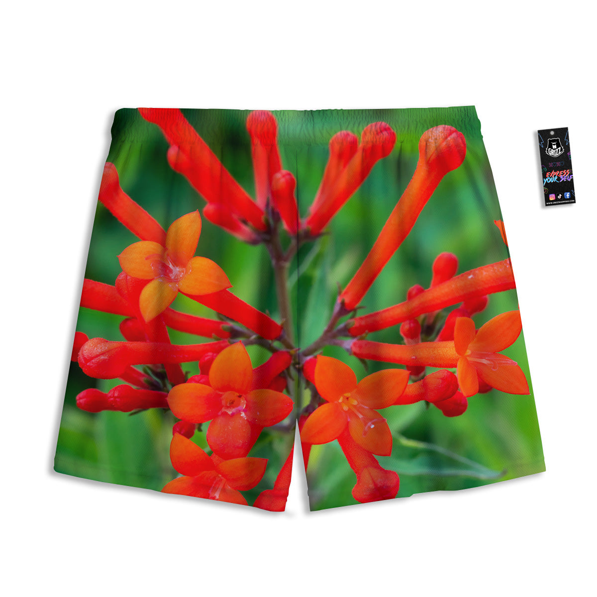 Paw Knitted White And Grey Print Pattern Mesh Shorts