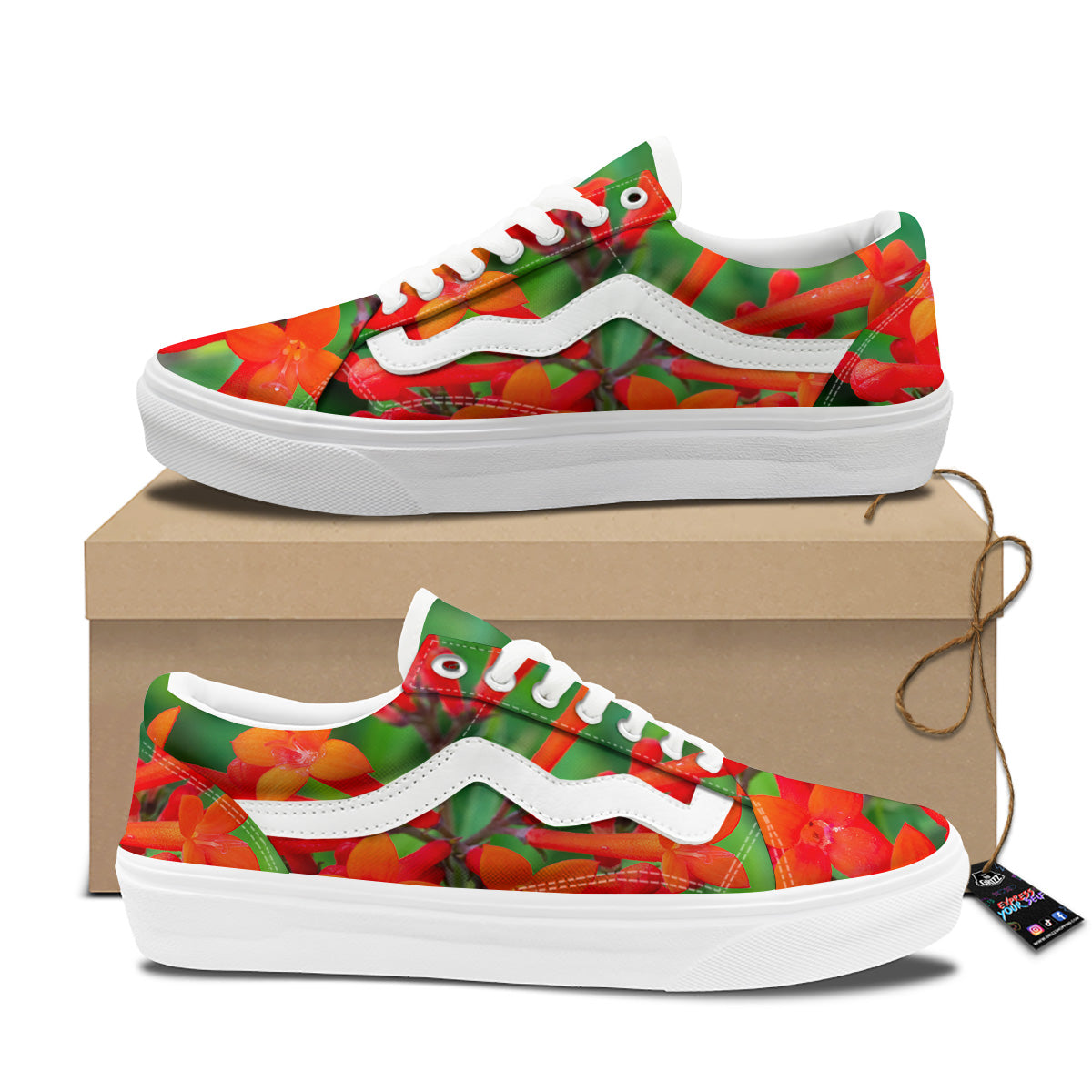 Plant Bouvardia Print Skate Shoes-grizzshop