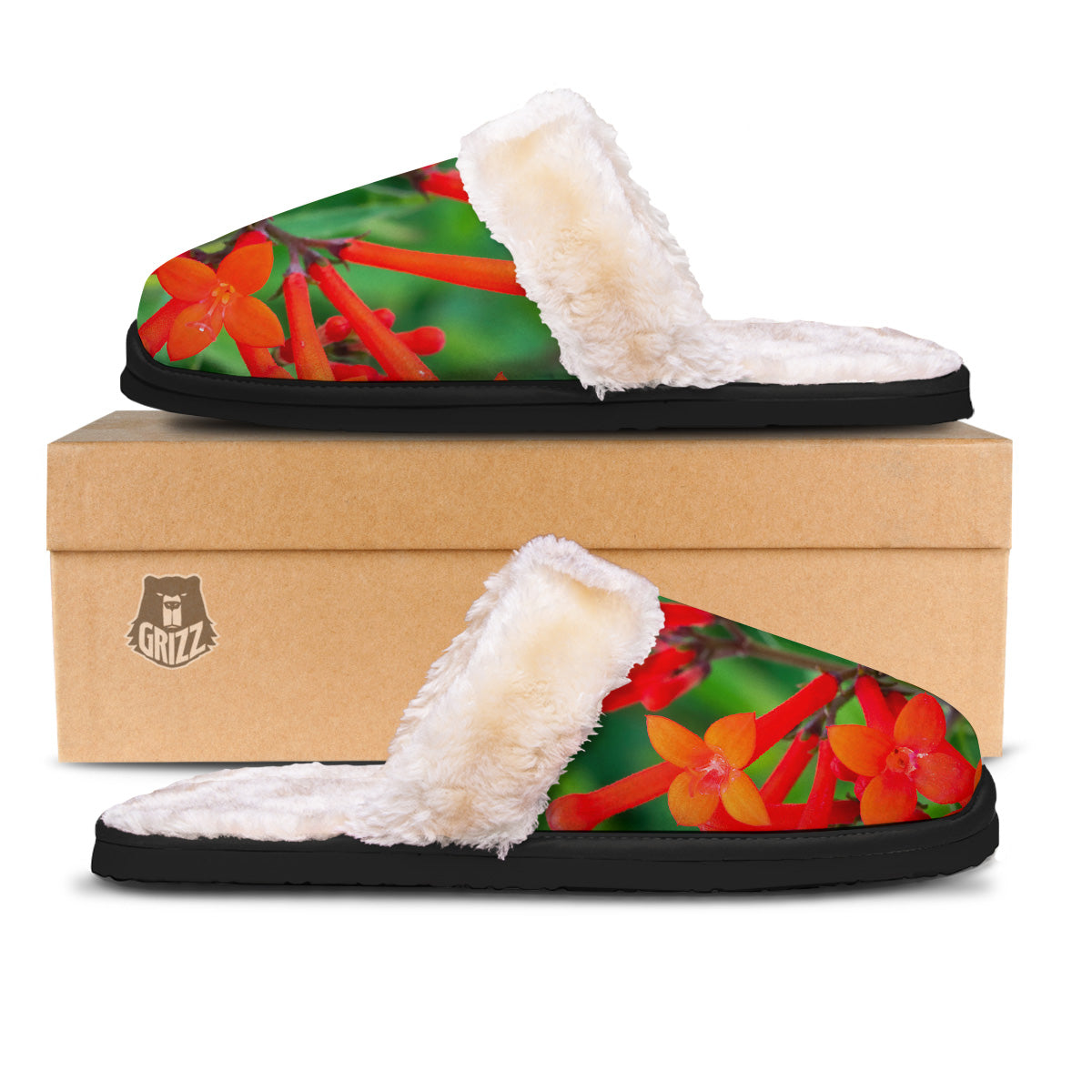 Plant Bouvardia Print Slippers-grizzshop