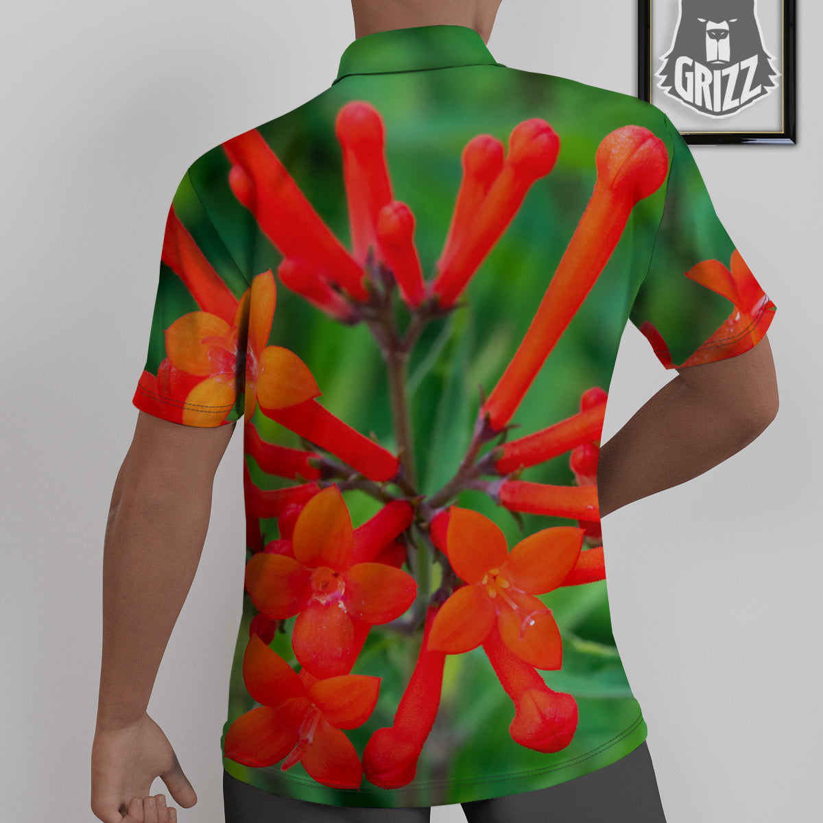 Plant Bouvardia Print Untucked Shirts-grizzshop