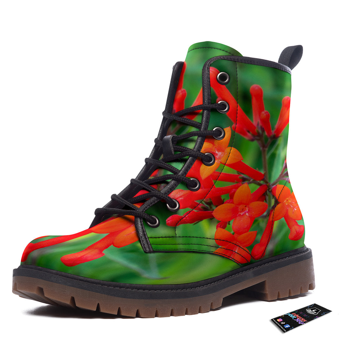 Plant Bouvardia Print Work Boots-grizzshop