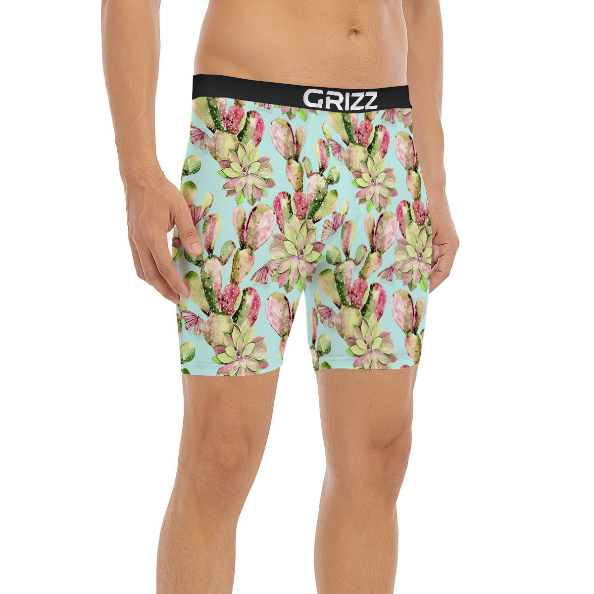 Plant Cactus Watercolor Print Pattern Boxer Briefs-grizzshop