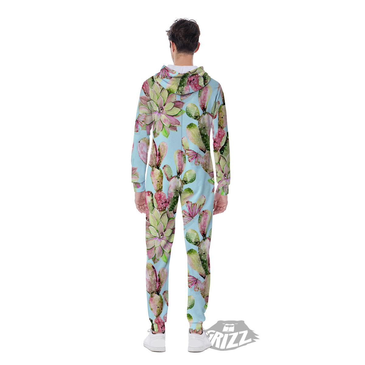 Plant Cactus Watercolor Print Pattern Men's Jumpsuit-grizzshop