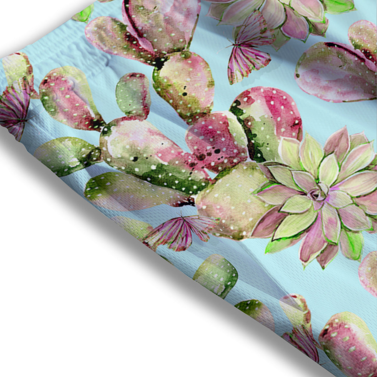 Plant Cactus Watercolor Print Pattern Mesh Shorts