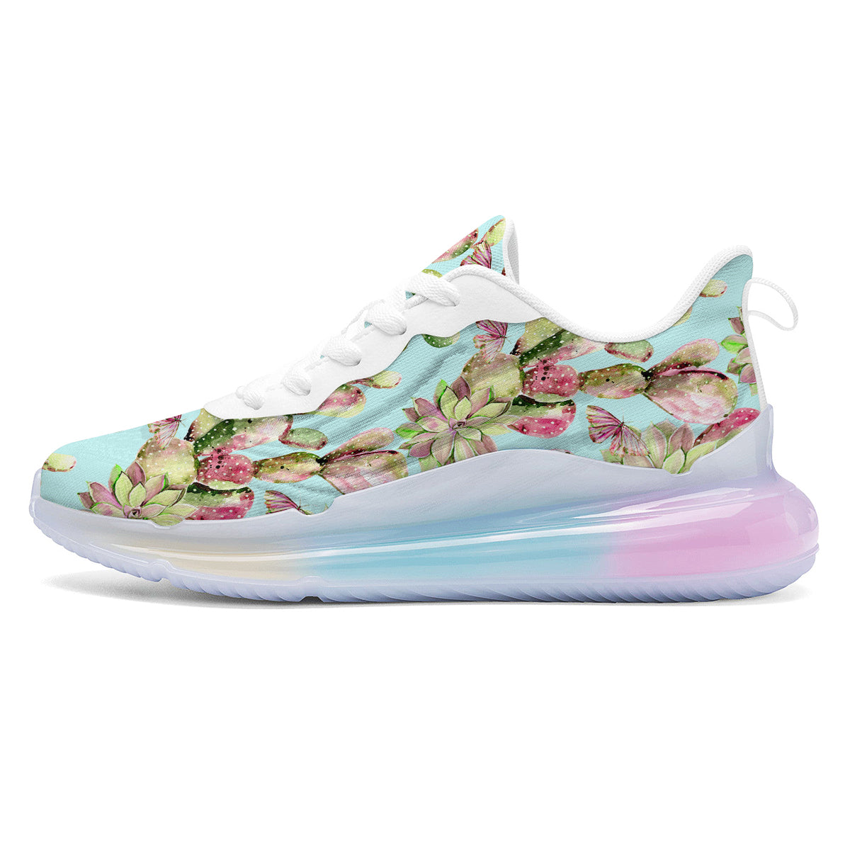 Plant Cactus Watercolor Print Pattern Running Sneakers-grizzshop