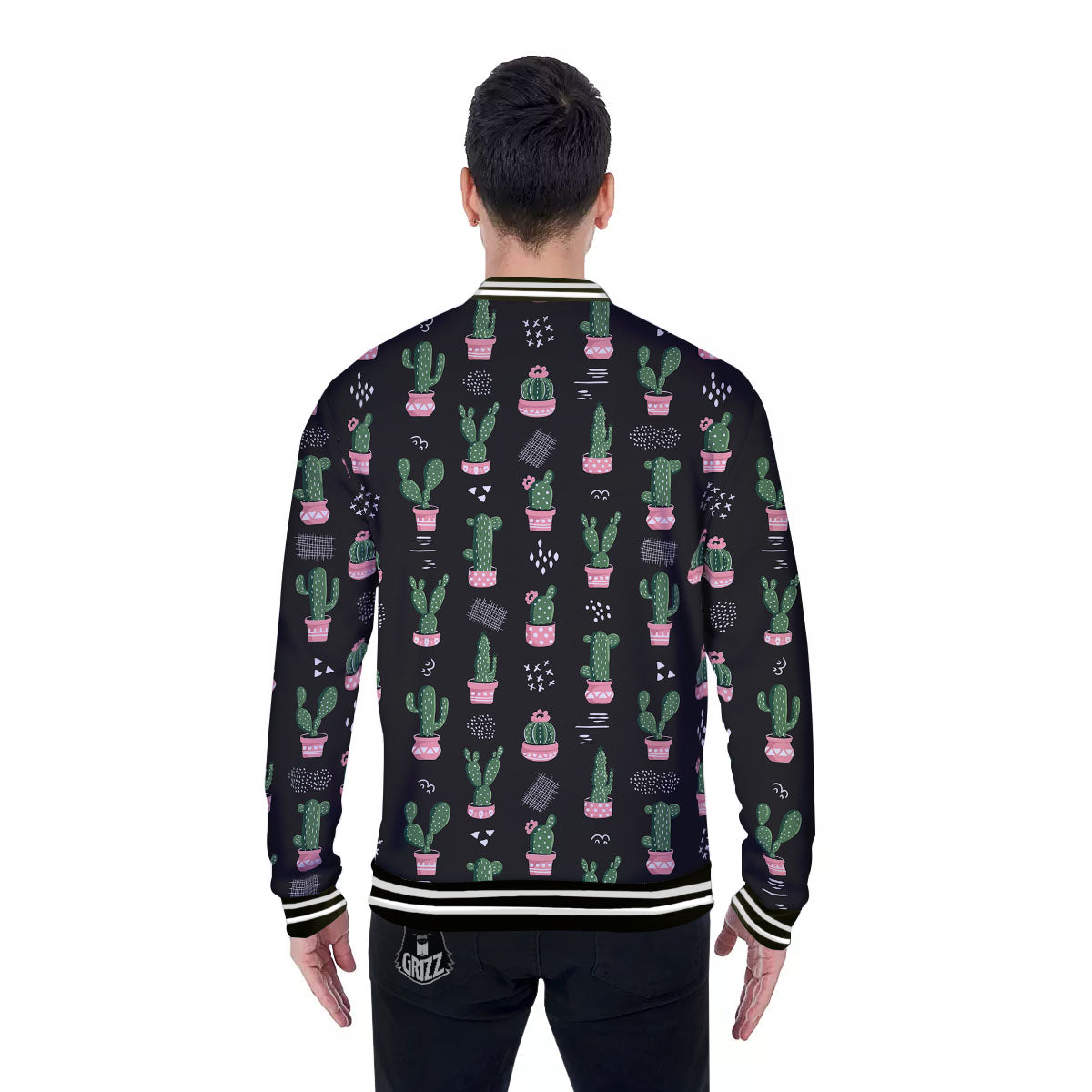 Plant Cute Cactus Print Pattern Baseball Jacket-grizzshop