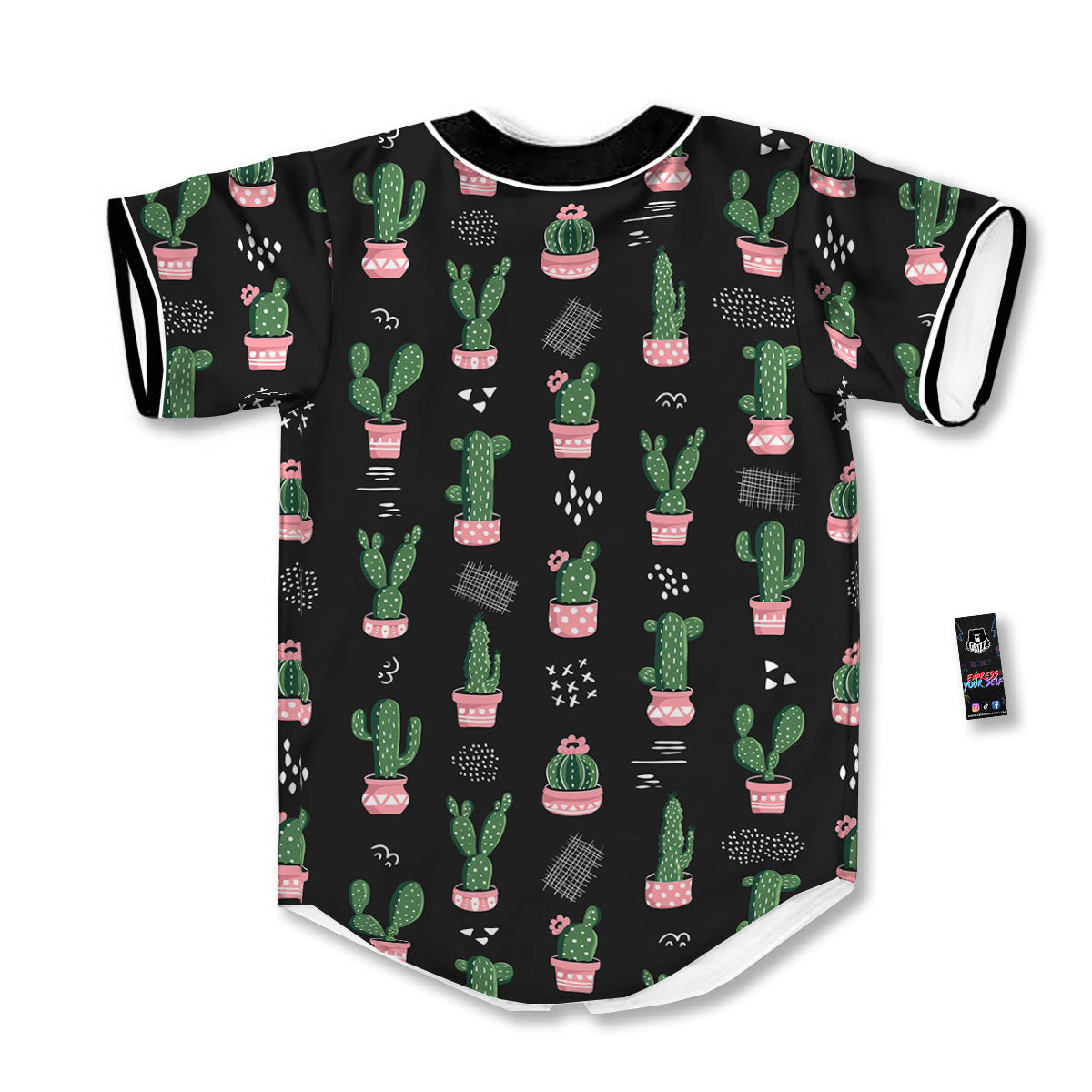 Plant Cute Cactus Print Pattern Baseball Jersey-grizzshop