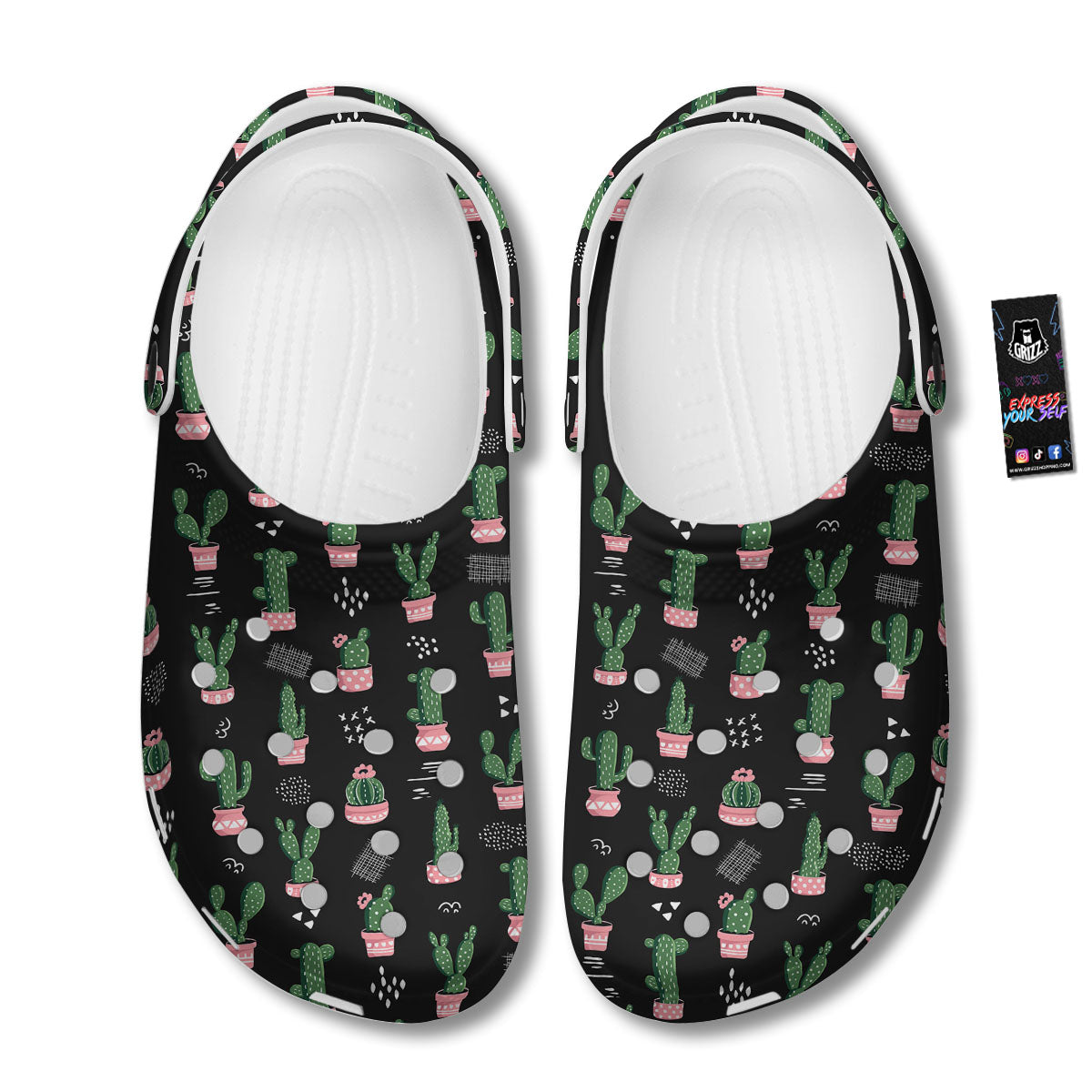 Plant Cute Cactus Print Pattern Clog-grizzshop