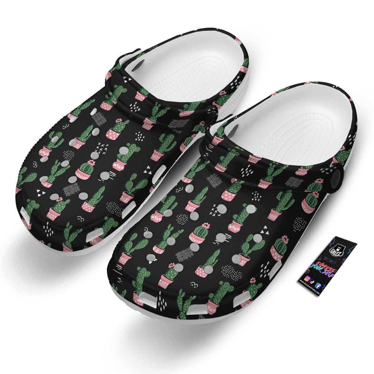 Plant Cute Cactus Print Pattern Clog-grizzshop