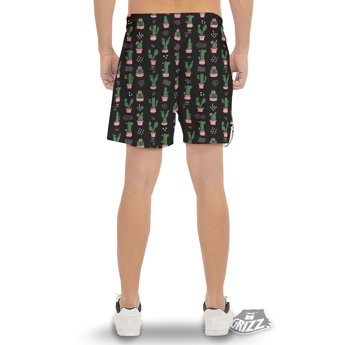 Plant Cute Cactus Print Pattern Men's Gym Shorts-grizzshop
