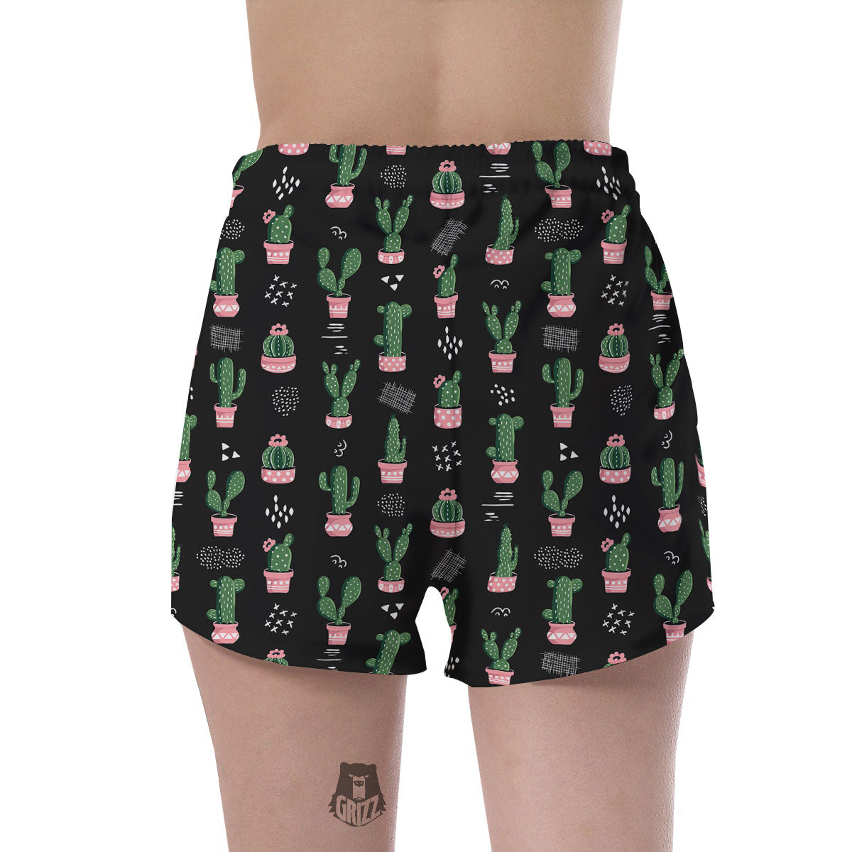 Plant Cute Cactus Print Pattern Women's Shorts-grizzshop