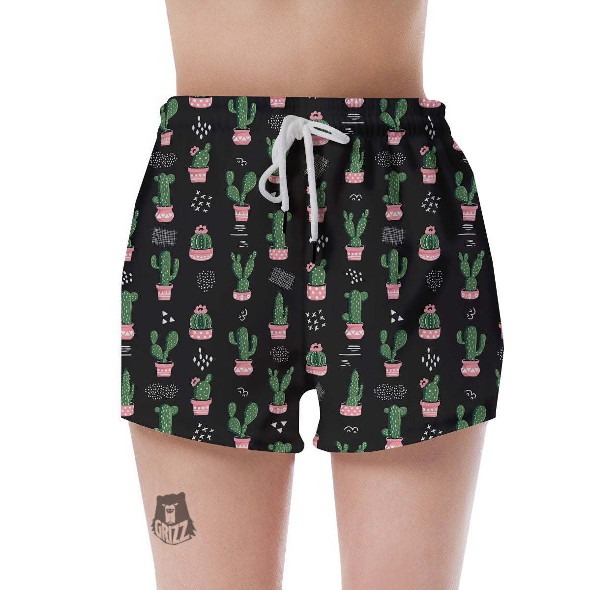 Plant Cute Cactus Print Pattern Women's Shorts-grizzshop