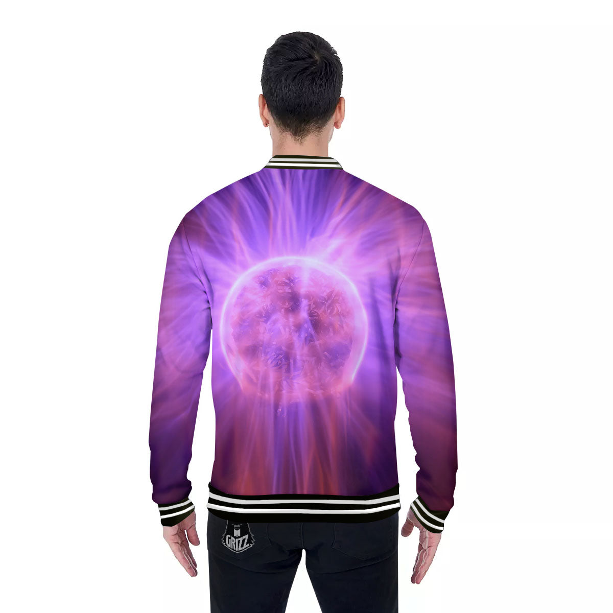 Plasma Ball Purple Print Baseball Jacket-grizzshop
