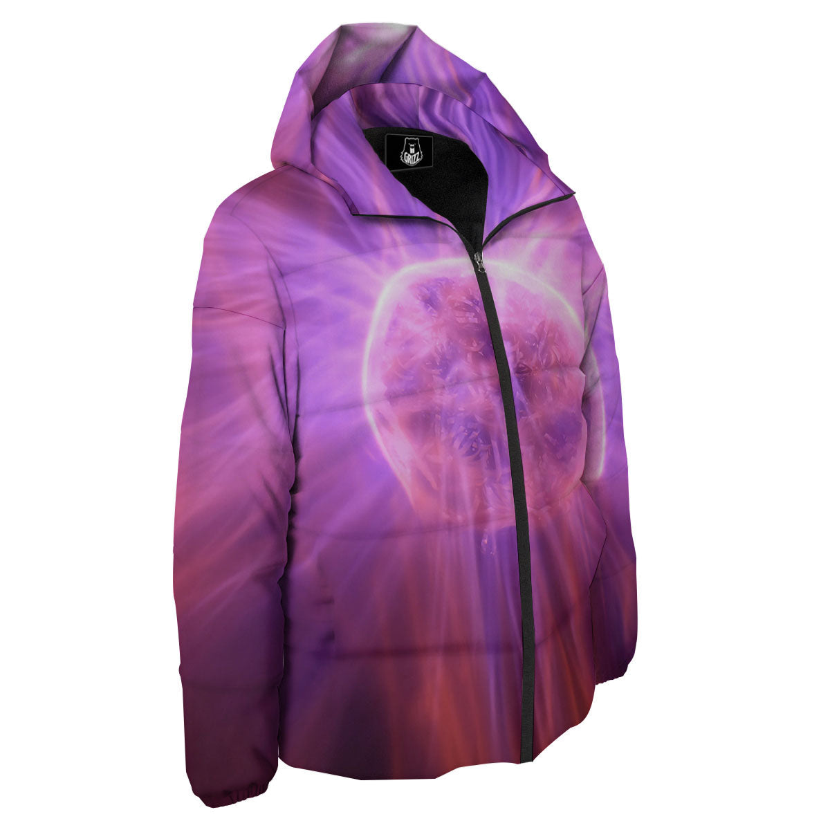 Plasma Ball Purple Print Down Jacket-grizzshop