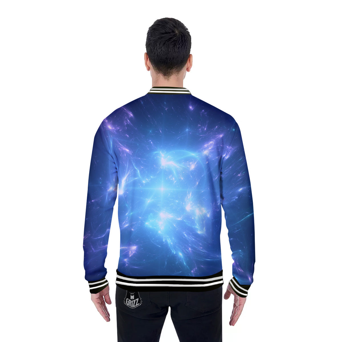 Plasma Blue Print Baseball Jacket-grizzshop