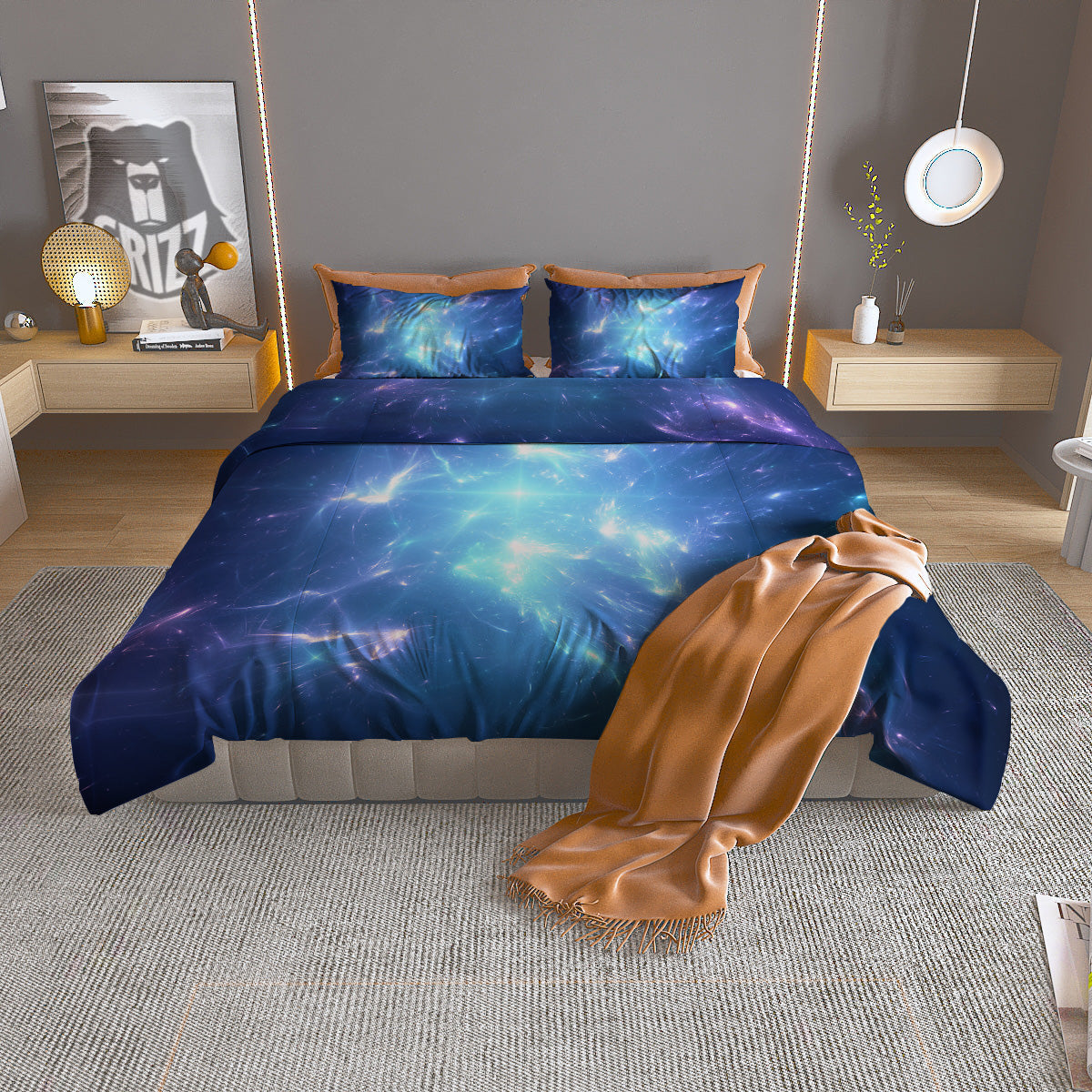 Peacock Embroidery Print Pattern Duvet Cover Bedding Set