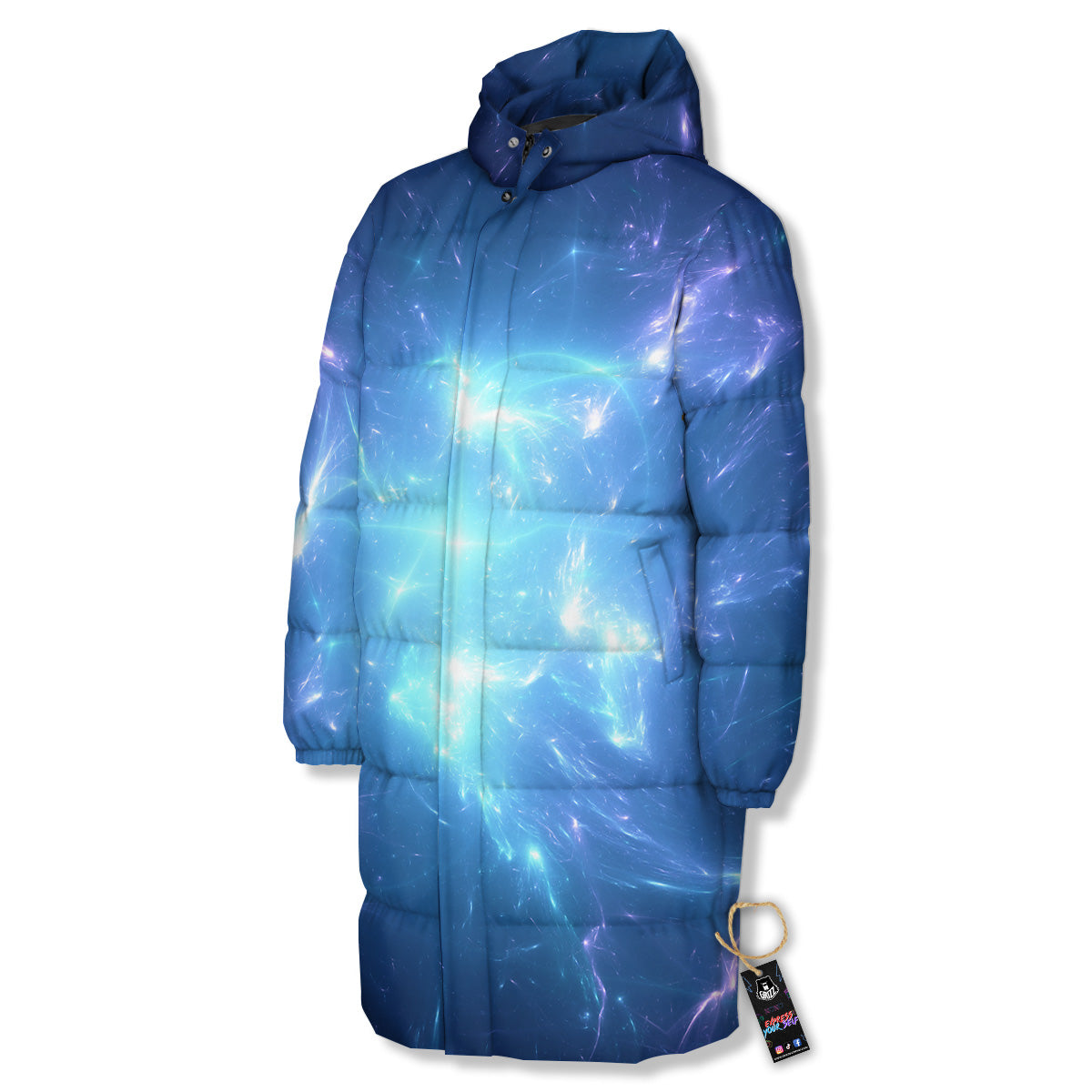 Plasma Blue Print Long Down Jacket-grizzshop