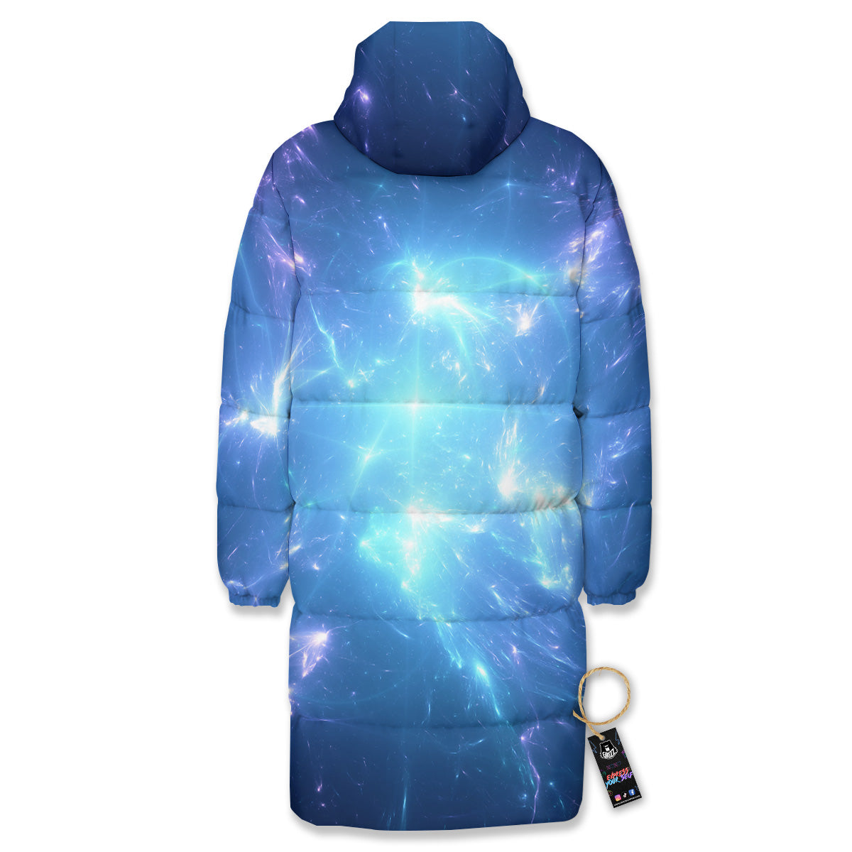 Plasma Blue Print Long Down Jacket-grizzshop