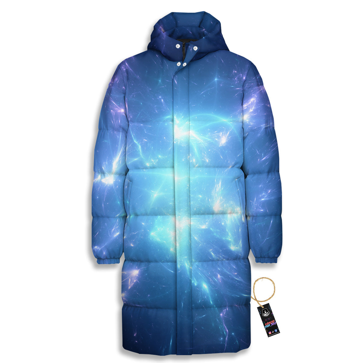 Plasma Blue Print Long Down Jacket-grizzshop