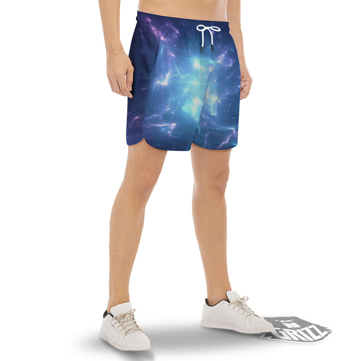 Plasma Blue Print Men's Gym Shorts-grizzshop