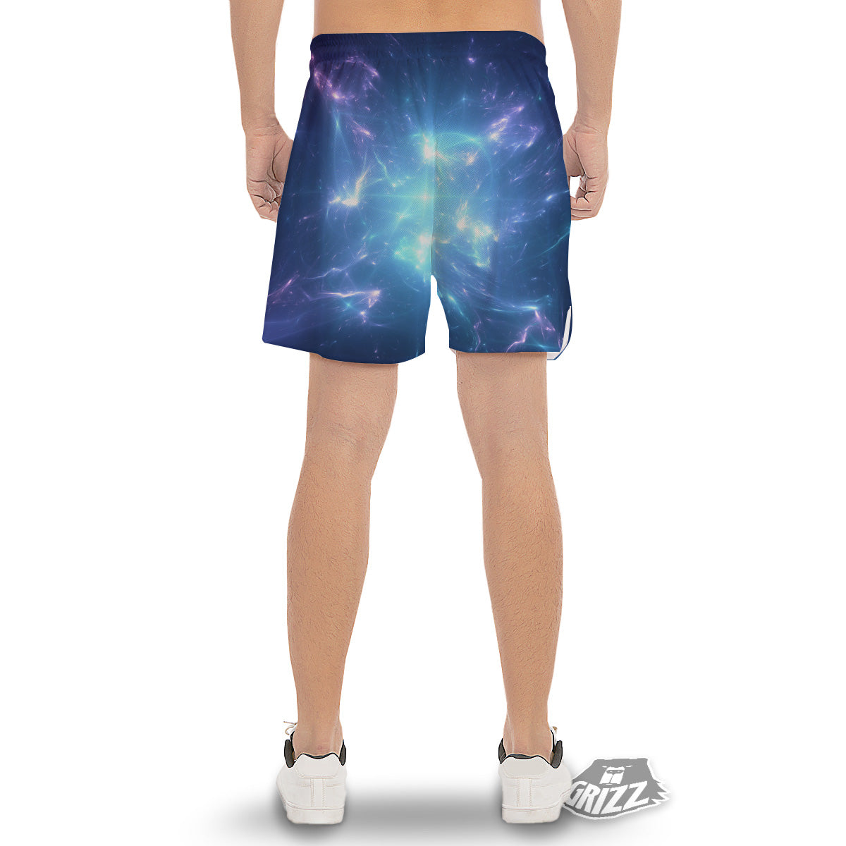 Plasma Blue Print Men's Gym Shorts-grizzshop